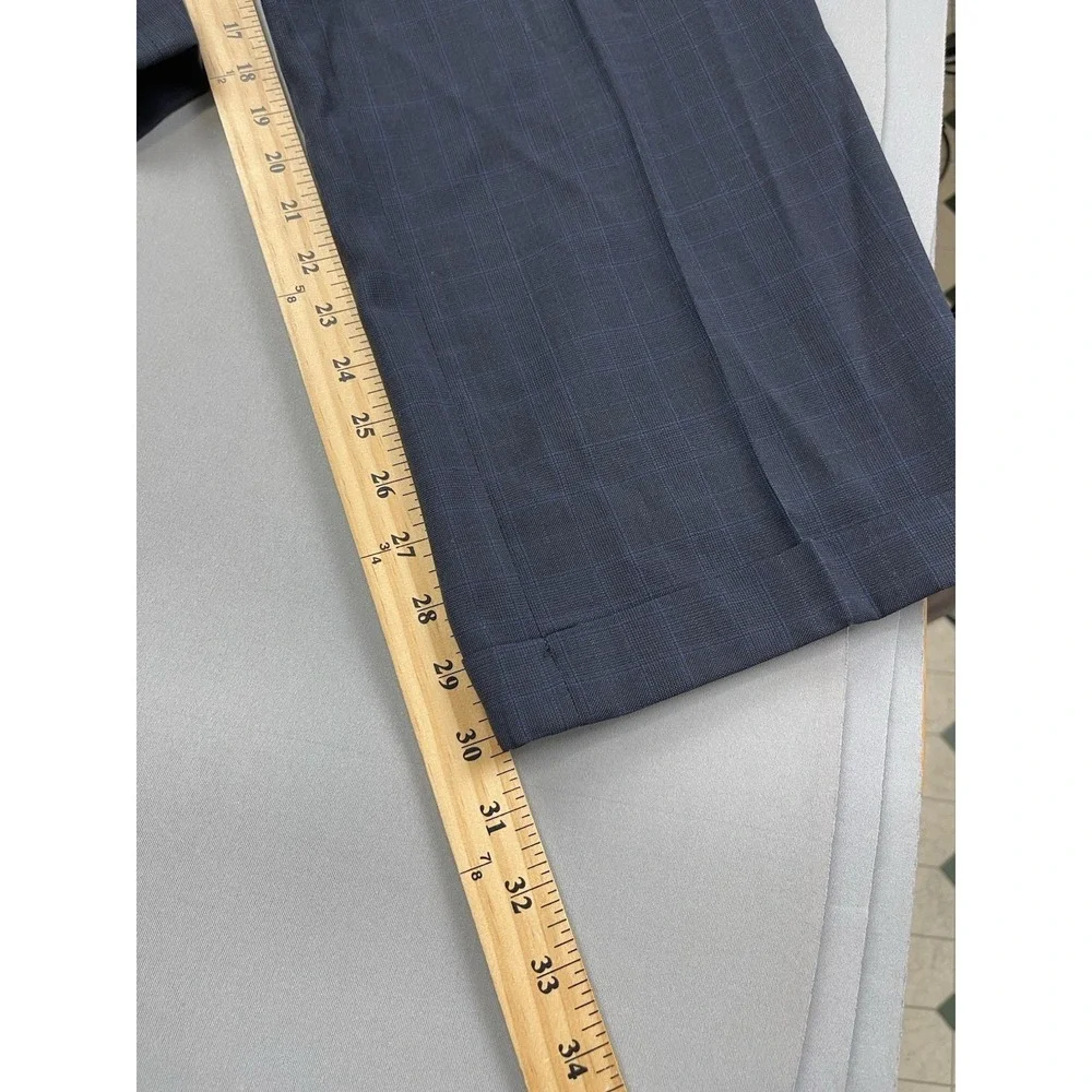 Jos A Bank Men Suit 43‎ Blue Plaid Signature Formal Wool Blazer 2 pc Pants 36x30